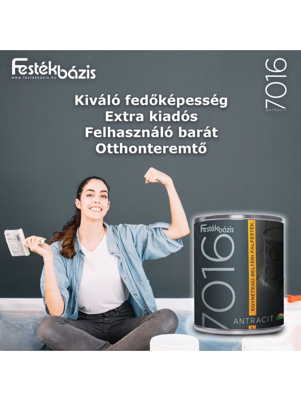 7016 Antracit Egyrétegű Beltéri Falfesték